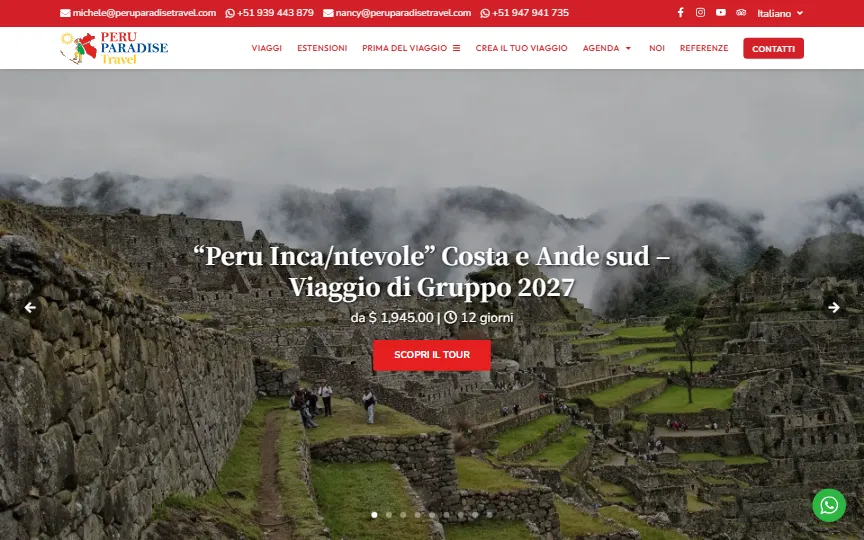 Web de turismo Peru Paradise Travel