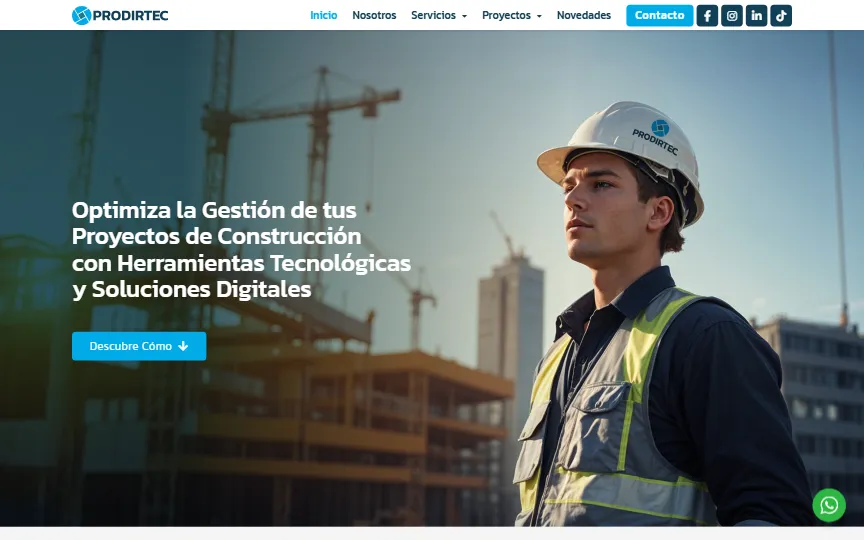 Web de Prodirtec, ingeniería y arquitectura BIM